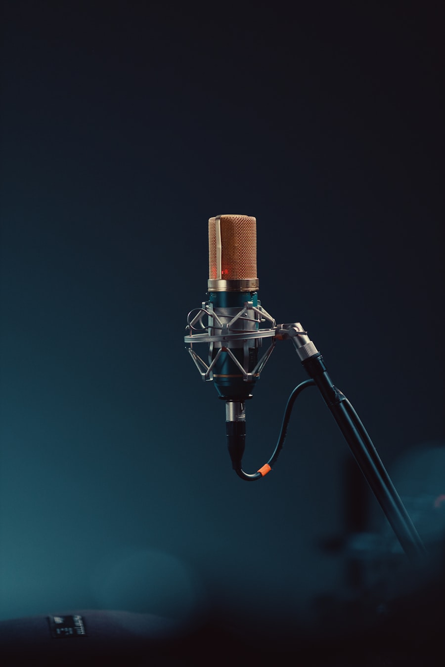 Studio microphone for branded audio and video content